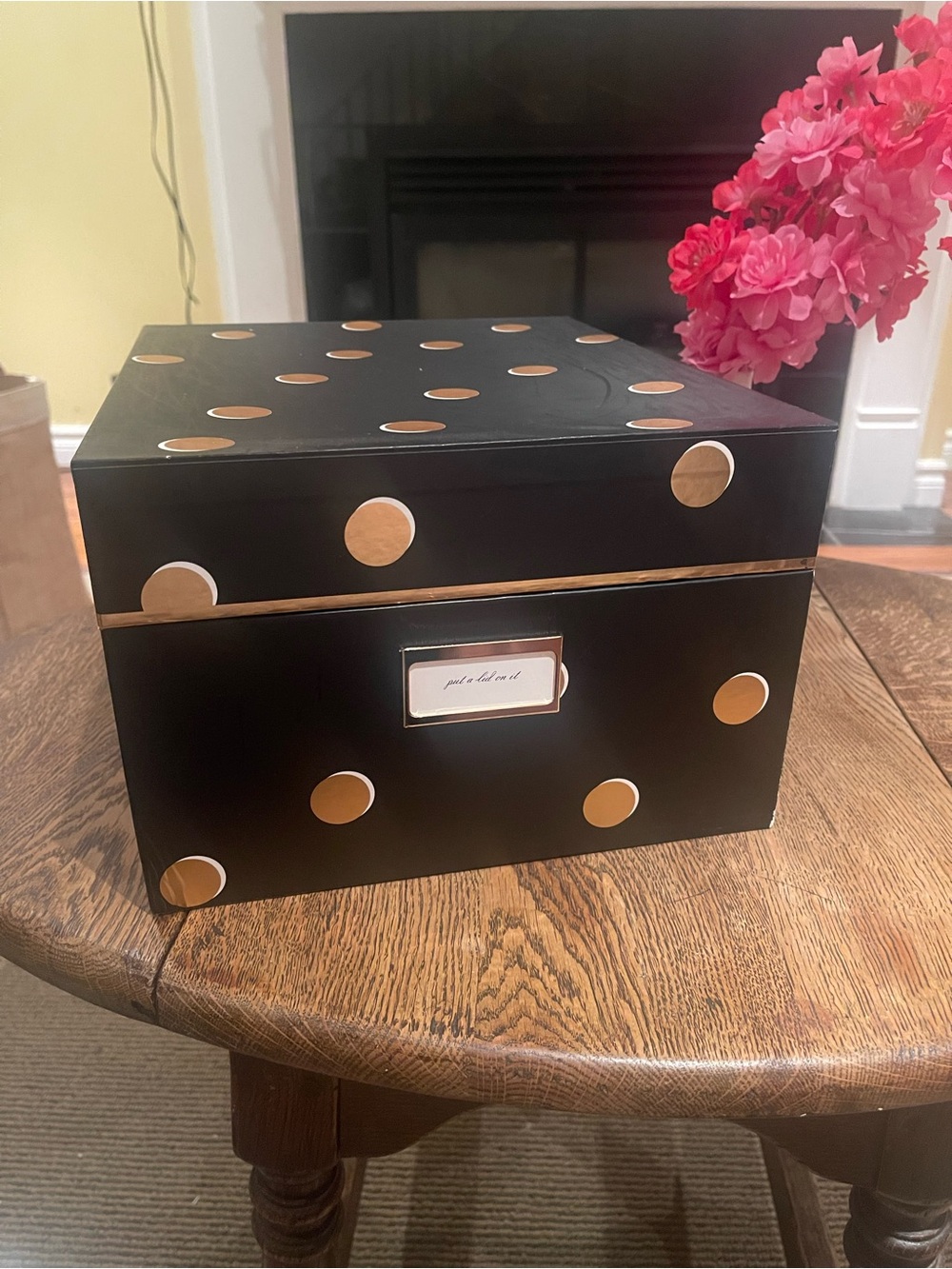 kate spade Large Black and Gold Polka Dot Storage Box